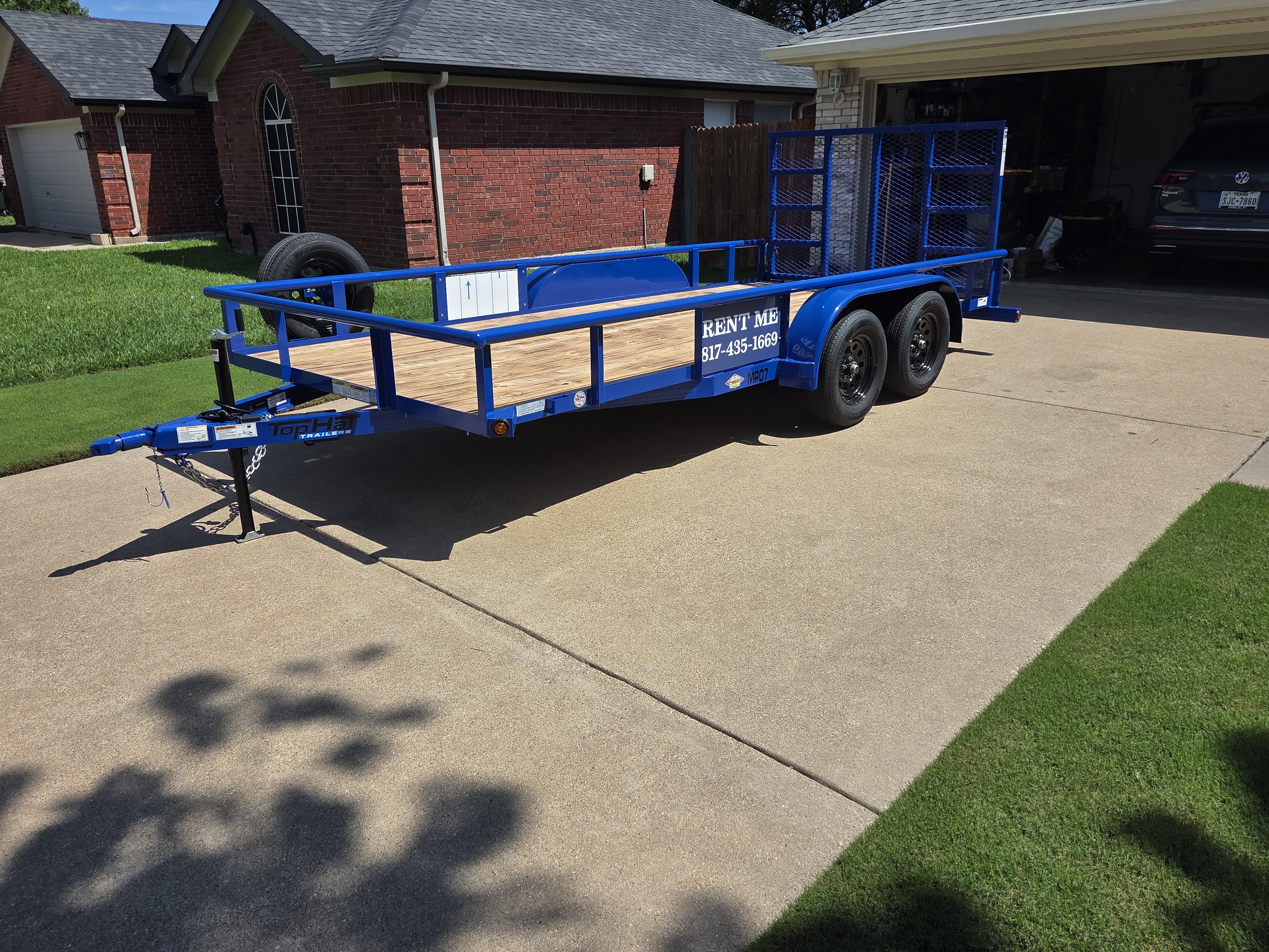 Utility trailer for rent in Burleson, TX — Tophat 7x16 open trailer