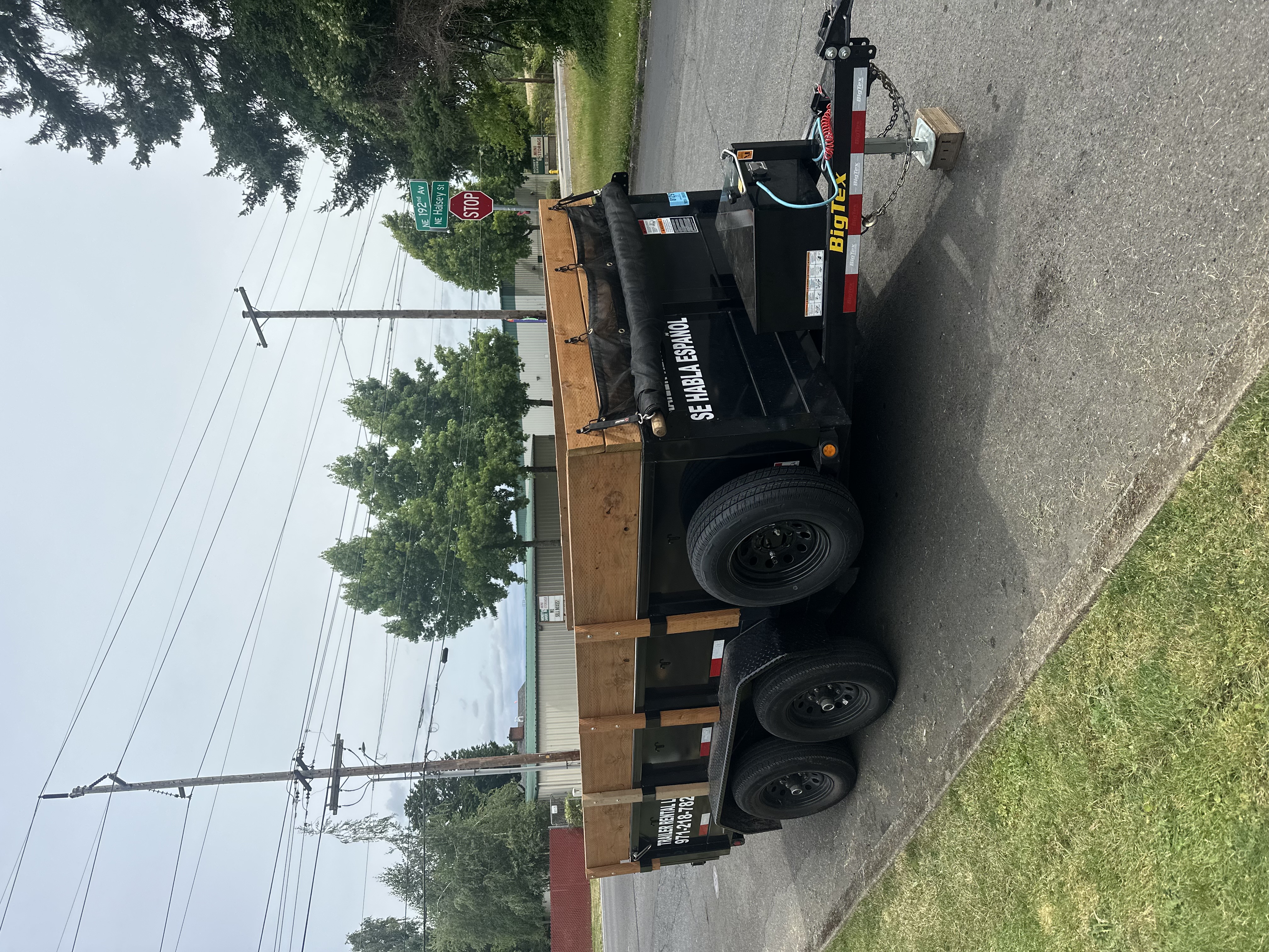 6x12 dump trailer rental Portland OR — Unit 2 rear view showing dump bed